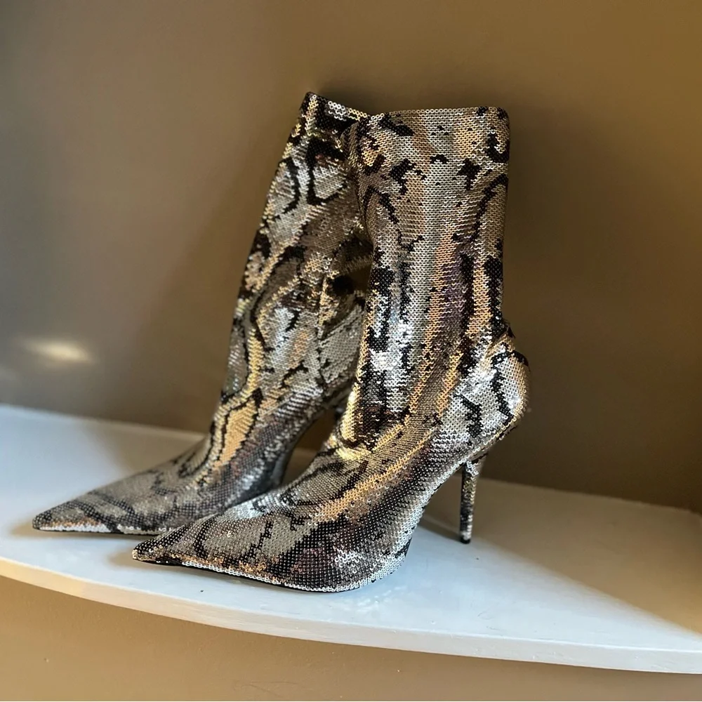 Balenciaga Sequin Noir Knife Sock Bootie Shoes 9US/39EU - Picture 7 of 13